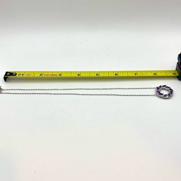 Amethyst & Sterling Silver Circle Necklace With Lobster Clasp &  2” ext - Picture 10 of 12